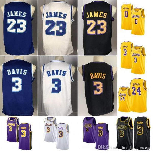 

Men 2019 new lebron 23 jame jer ey anthony 3 davi 0 kuzma ncaa jer ey black ba ketball jer ey, Black;red