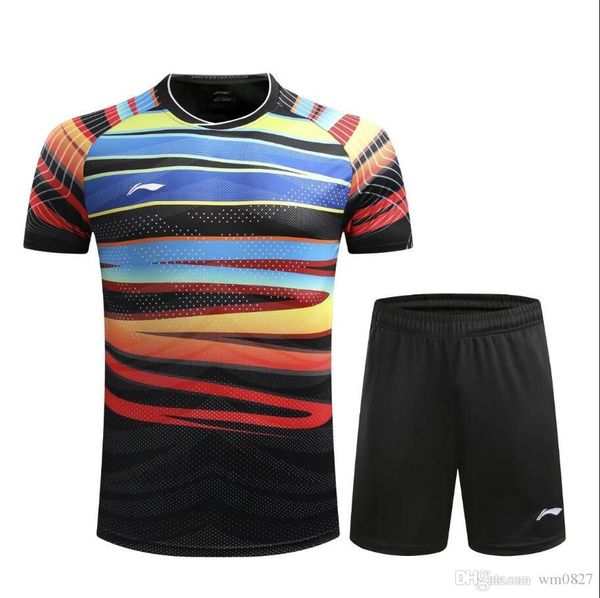 

li ning 2017 мужчин бадминтон спортивная одежда футболки, конкуренция одежды, подкладка бадминтона костюмы футболки + шорты, настольный тенн, White;yellow