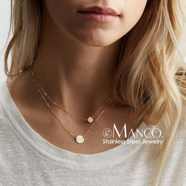 

e-manco stainless steel necklace women simple multi layer necklace fashion necklaces for women 2019 statement jewellery, Silver
