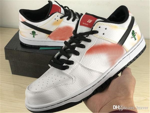 

authentic sb dunk low raygun tie-dye black white orange flash running shoes man women bq6832-001 bq6832-101 alien sneakers with box
