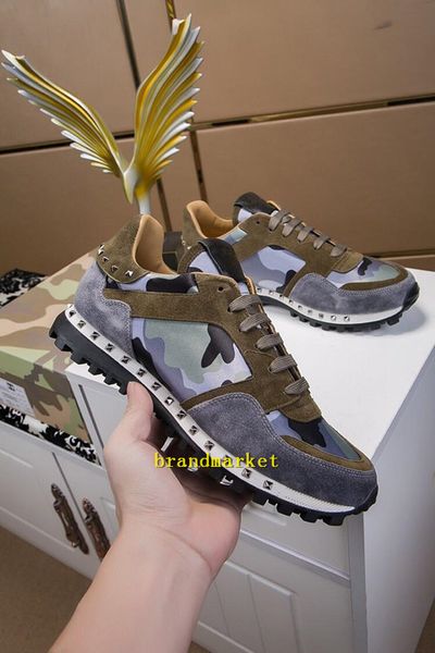 

designer shoe new fashion camouflage couples shoes men casual leather shoe spike rivet sneakers casual shoe, Black