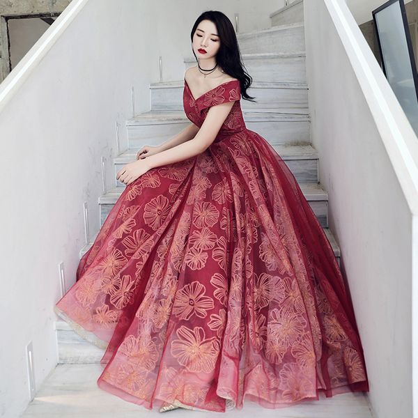 

fashion banquet elegant evening dress sequins appliques chinese bride wedding long prom formal gown cheongsam vestidos de noche, Red