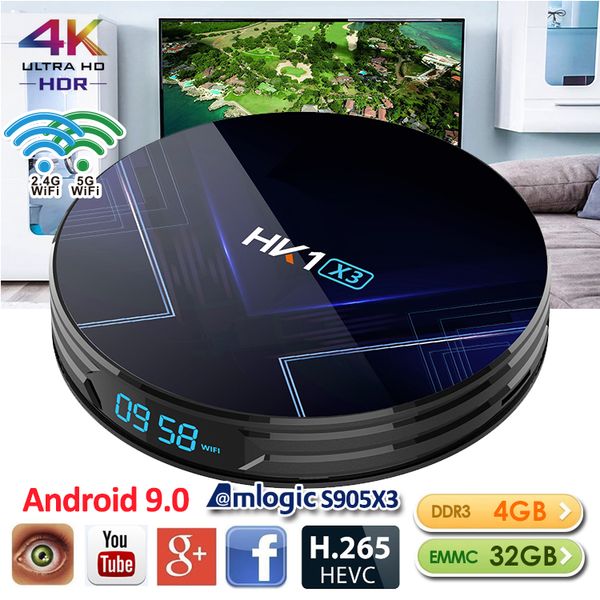

hk1 x3 amlogic s905x3 android 9.0 tv box 4gb ram 2.4g&5g wifi bt4.0 tv box tx6 h96 max
