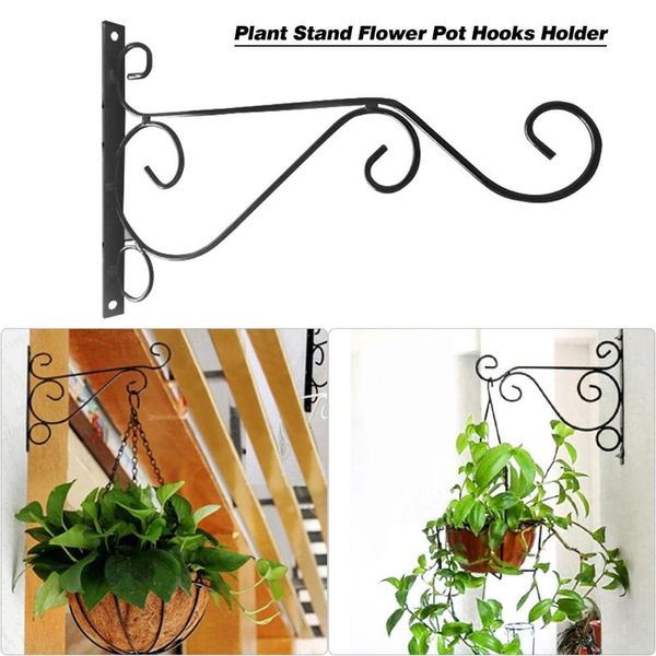 

european style balcony plant flower pot wrought iron hooks holder wall-mounted hanging basket bracket garden decoration