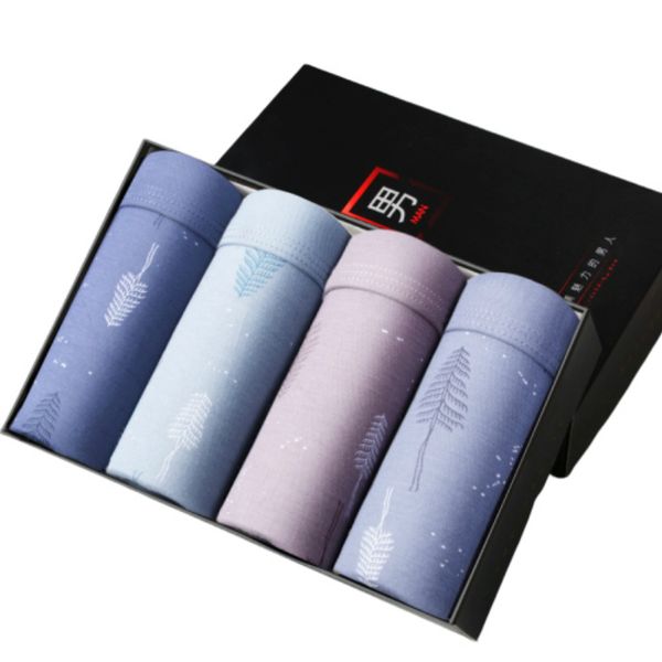 

4 pcs/lot men underwear boxer modal man print short breathable flexible shorts boxer male pants underpants vetement homme cotton, Black;white