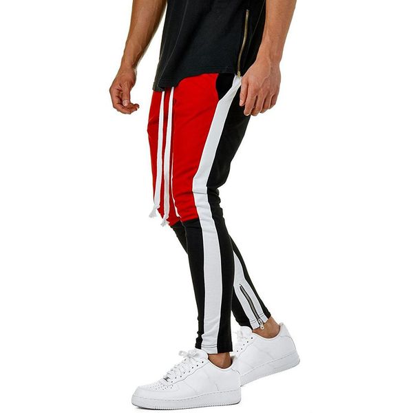 

mens designer sweatpants men hip hop casual side zipper drawstring tp color block track pants, Black