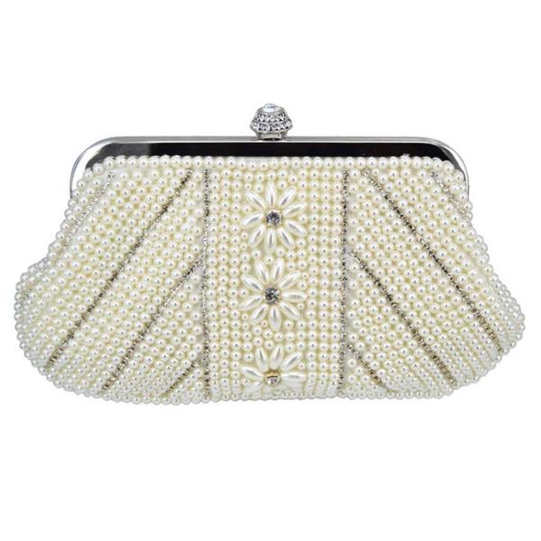 

fashion pearl clutch bags creamy white beaded soft evening bags party purse