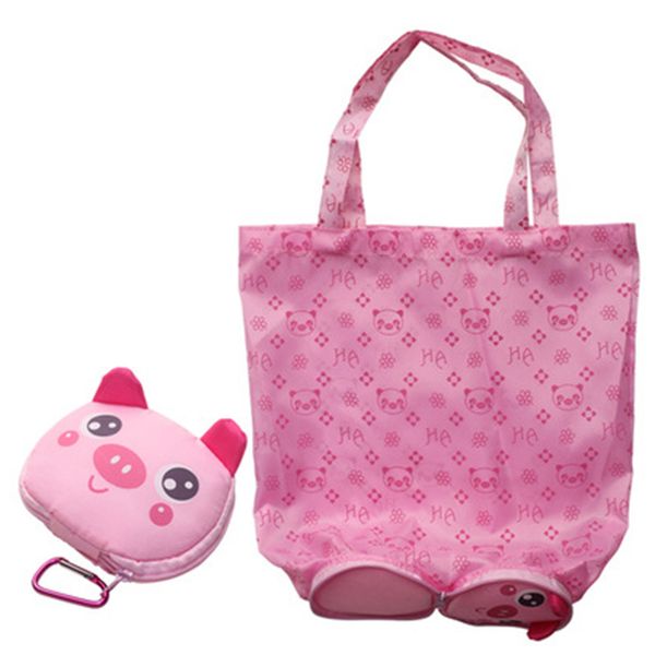 

portable large cute foldable durable storage pocket casual shopping bag nylon
