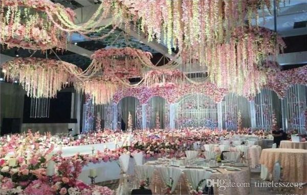 

21 colors elegant artificial flower wisteria flower vine 34cm home garden wall hanging rattan for xmas party wedding decoration available