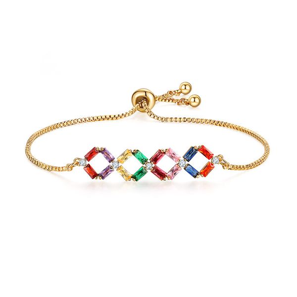 

cross-border new european and american adjustable crystal bracelet colorful diamond zircon bracelet ladies, Black