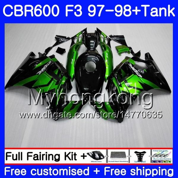 Corpo + serbatoio per HONDA CBR 600 FS F3 CBR600RR CBR 600F3 97 98 290HM.19 CBR600 F3 97 98 CBR600FS CBR600F3 verde caldo di fabbrica 1997 1998 carenature