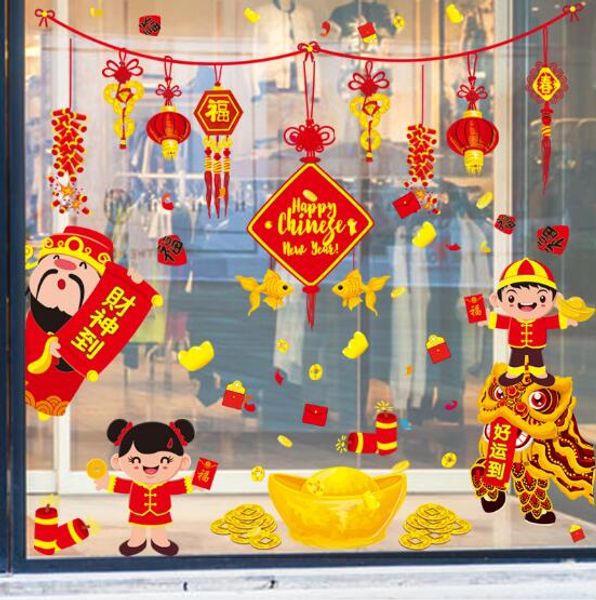 New Year S Sticker Spring Festival Decorations Shop Window Window