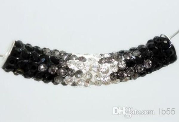 

black wholesale 50*10mm clay long bending tube crystal beads charms for bracelet