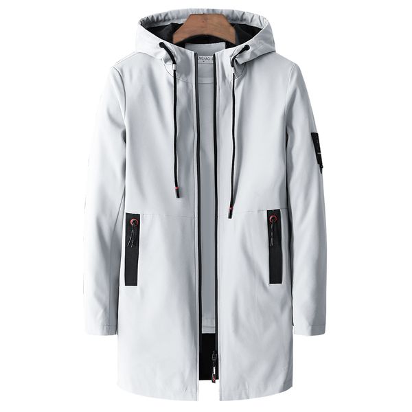 

new autumn casual long jacket trench coats men fashion hooded solid elastic windbreaker pocket trench jackets men 2019, Tan;black
