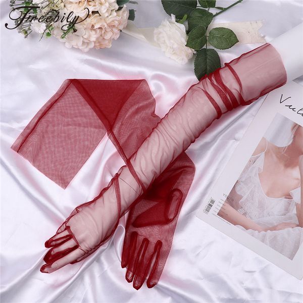 

sheer tulle gloves ultra thin ultra gloves elbow long p shooting accessory halloween for fashion women, Blue;gray