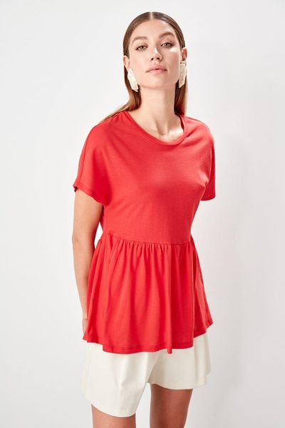 

trendyol coral юбка плиссе ук трикотажная блузка twoaw20bz0092, White