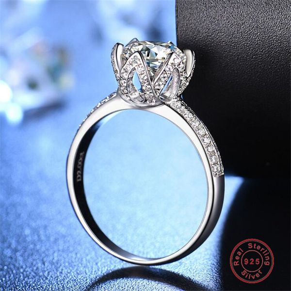

size 5-10 luxury jewelry real 925 sterling silver round cut white z cz diamond gemstones eternity women wedding bridal ring for lover, Slivery;golden