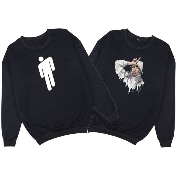 

новый руно теплый мужчины женщины billie eilish толстовки мальчики спортивная одежда верхняя одежда casual cotton подростки пуловер пара out, Black