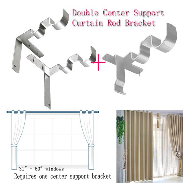 

2019 new double center support curtain rod bracket into window frame rod bracket curtain track accessories holders