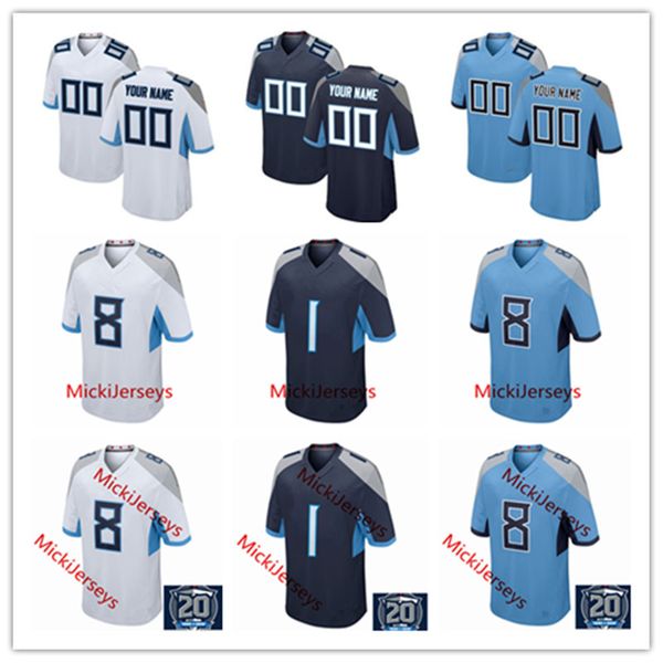 

Custom Tennessee football Jersey Mens womens youth kids White Iight blue Navy Tennessee Customized Jersey S-3XL