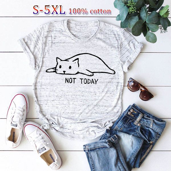 

women's t-shirt plus size s-5xl lovely cat letter print t shirt women 100% cotton o neck short sleeve summer casual shirts, White