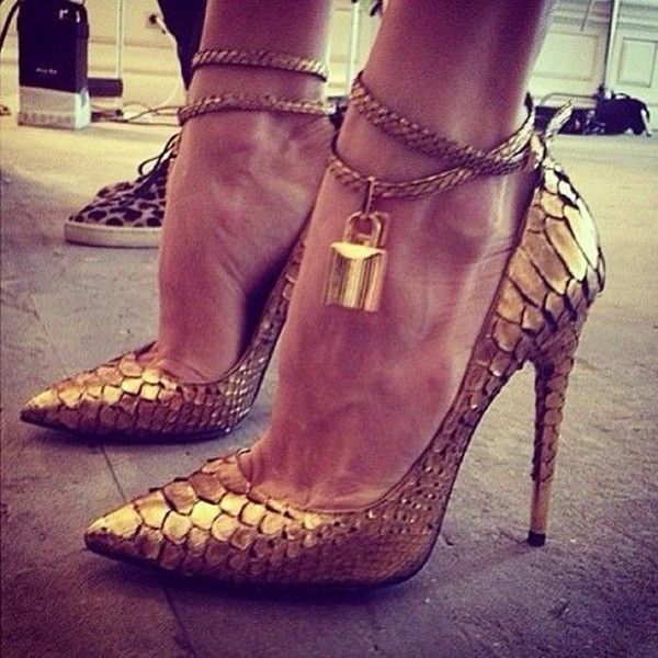 

zapatos mujer 2019 gold black red leather women pumps ankle strap padlock high heels pointed toe party dress shoes 12 cm heels
