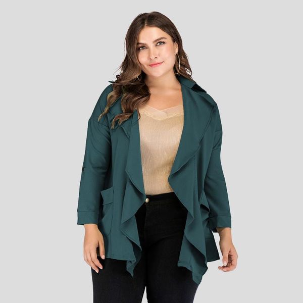 

autumn 2020 women trench coat pocket long sleeve casual cardigan loose outerwear casual fashion 5xl plus size long windbreaker, Tan;black
