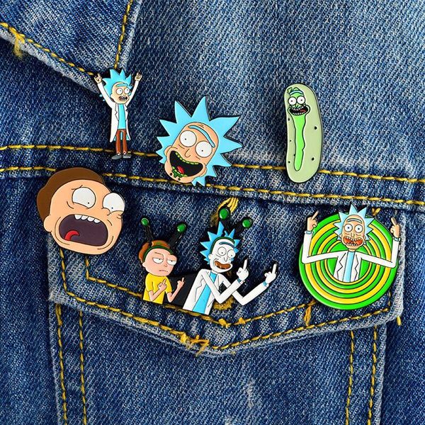 

Rick and Morty Classic Cartoon icons Style Enamel pin Badge designer brooches Buttons Brooch Anime Lovers Shirt Denim Jacket lapel pin