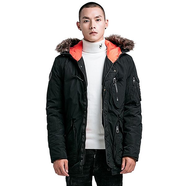 

fashion fur collar winter parka thicken style men jackets winter by195, Black
