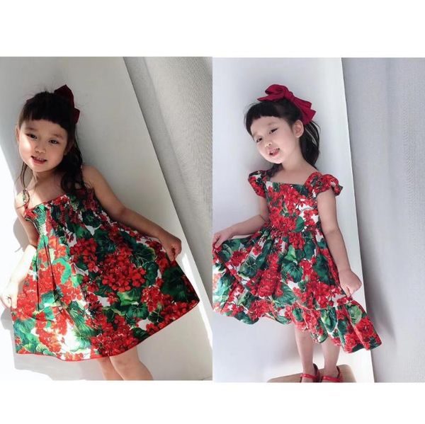 

2020 presell april 20th girls dress floral girls dresses red floral fashion summer dress, Red;yellow