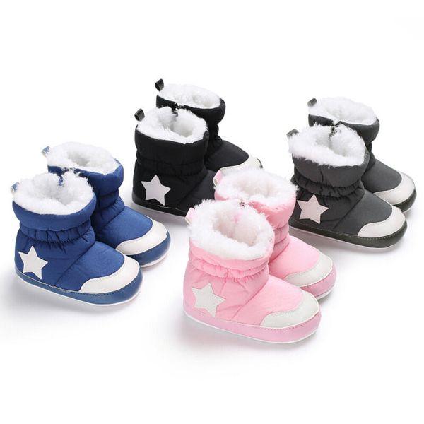 

new winter baby girl boy super warm soft booties stars print snow boots infant toddler newborn shoes