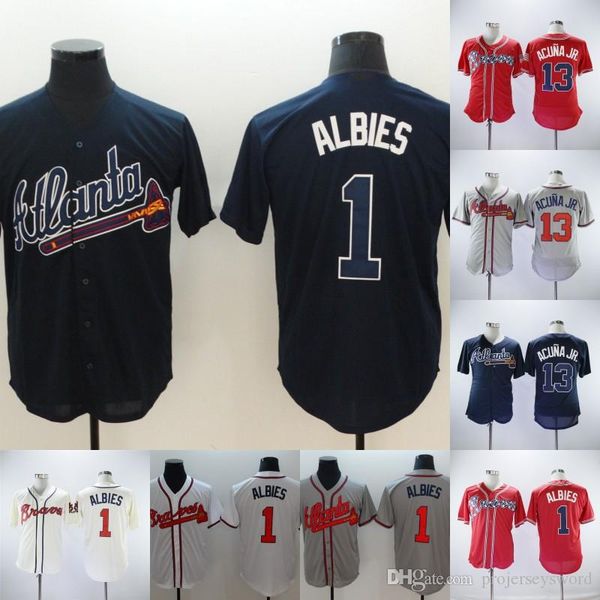 

Mens Baseball Jerseys Atlanta 1 Ozzie Albies 13 Ronald Acuna Jr. 5 Freddie Freeman 7 Dansby Swanson 10 Chipper Jones Atlanta Baseball Jersey