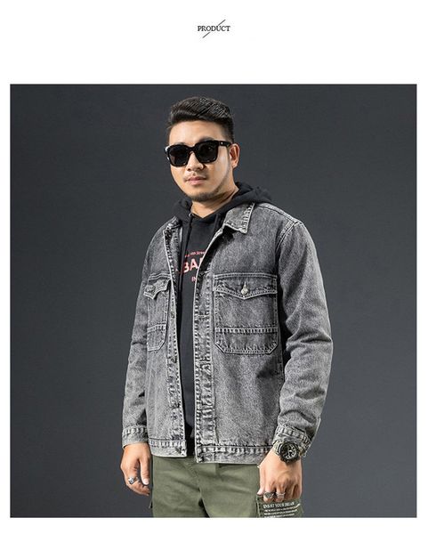 

plus size mens designer jackets new printed mens loose denim jackets style male casual jackets, Black;brown