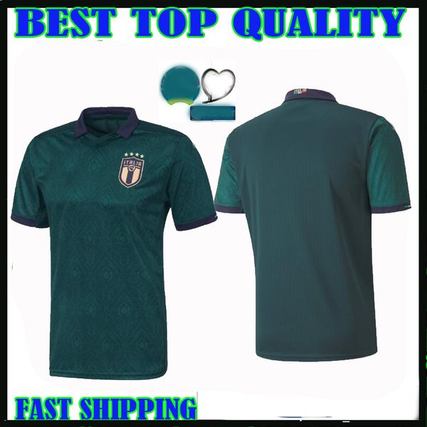 

New 2019 2020 italy third green occer jer ey 19 20 maglie da calcio verratti jorginho romagnoli chie a bonucci football hirt thailand