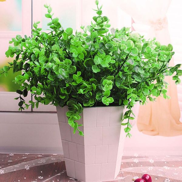 

7 вилка 35 см водяная трава эвкалипт пластиковые искусственные растения зеленая трава пластиковый цветок свадебные украшения дома настольные