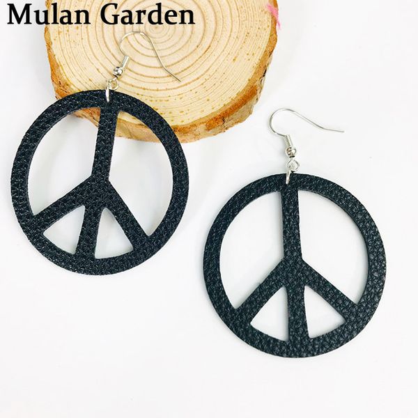 

m&g new fashion circle peace pu leather earrings simple elegant dangle earring jewelry women accessories girl gift 2019, Silver