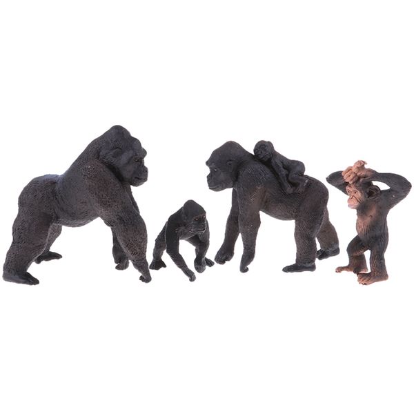 

4 pieces simulation gorilla family figure toy animal model set, home ornament