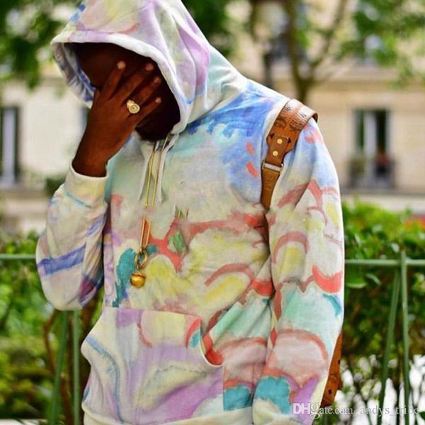 

18fw splandscape с капюшоном ретро high street мода удобные повседневные свободные хлопок высокое качество мужчины женщины пара свитер hfssw, Black