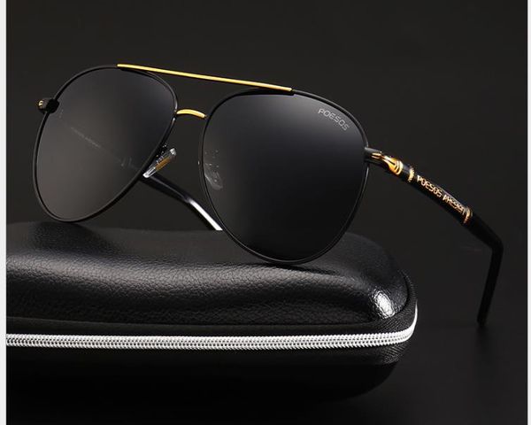 

men's fashion glasses simple polarized sunglasses men's metal frame sunglasses driving sunscreen glasses, White;black