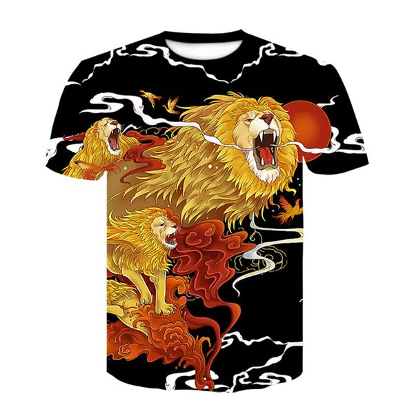 

2020 new t-shirt tiger 3d printed short sleeve o-neck fashion hip hop summer leisure men t-shirt women, White;black