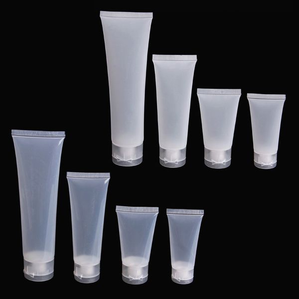 

empty portable travel tubes squeeze cosmetic containers cream lotion plastic bottles 20ml 30ml 50ml 100ml transparent/white