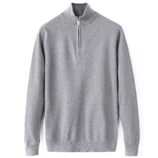 Maglioni da uomo Maglione invernale di design da uomo Pullover lavorato a maglia Collo con cerniera Maglioni lavorati a maglia casual Pullover lunghi con cerniera Marchio famoso Gioventù Autunno Felpa in cotone asiatico