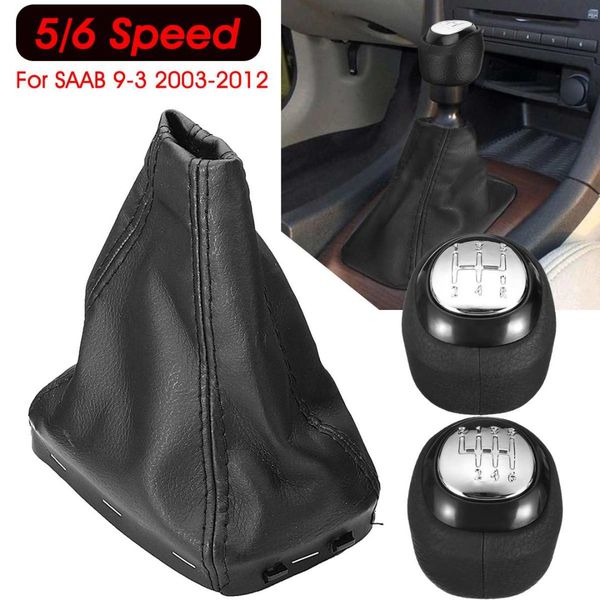

5/6 speed car pu leather gear shift knob shifter lever handball gaitor boot cover for saab 9-3 2003-2012