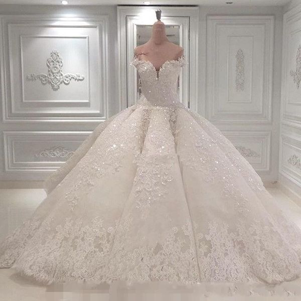 

Vestido де Noiva бальное платье Свадебные платья 2019 с плеча собор поезд кружева апплика