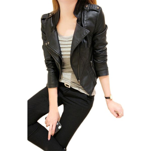 

coat women black s-3xl plus size faux leather jacket 2019 new spring autumn korean fashion short slim leather clothing lr270