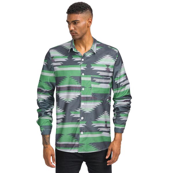 

mens fashion abstract printing long sleeve blouse casual wild hawaiian beach blouse camisa masculina #xm4, White;black