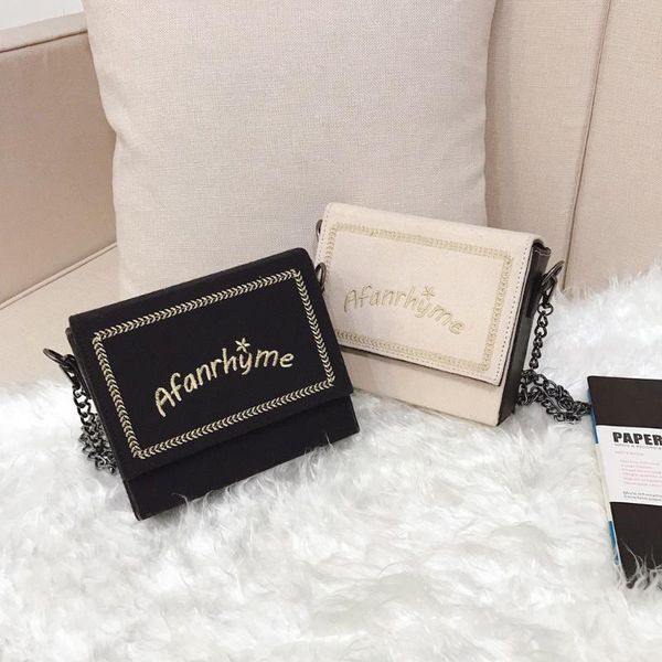 

trend classic women 2020 new letter minimalist style shoulder bag simple buckle chain messengerbag retro small square bag casual