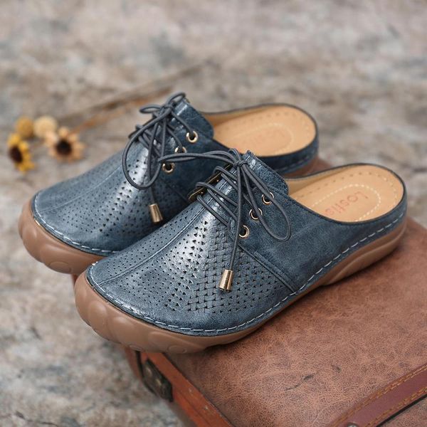 

2020 spring and autumn new hollow lace flat bottom lace baotou large size lady slippers children, Black