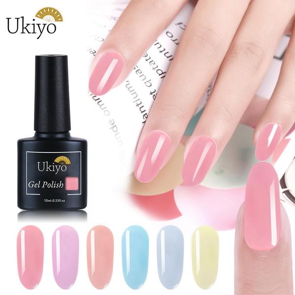 

ukiyo 10ml jelly color gel polish translucent gemstone uv led hybrid varnish semi permanent nail uv polish nail art gel lacquer, Red;pink