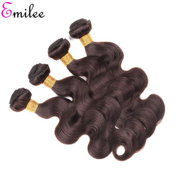 

emilee brazilian brown human hair weave bundles 2# body wave bundles double weft medium brown hair weaving, Black